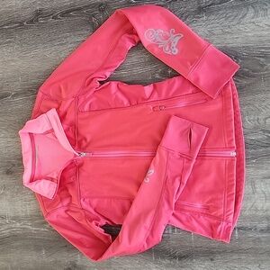 Athleta Headwings Full Zip Track Jacket Coral Salmon Pink Red XS